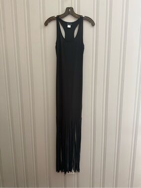 VENUS Black Sleeveless Fringe Hem Maxi Dress